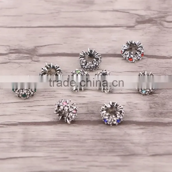 5.0mm Antique Silver European Flower Crystal Big Hole Beads Charms Fits Charm Bracelets Jewelry photo-3