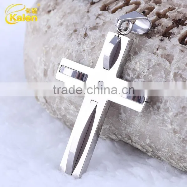 626 Silver Color 316 Stainless Steel Cross Pendant Jewelry photo-2