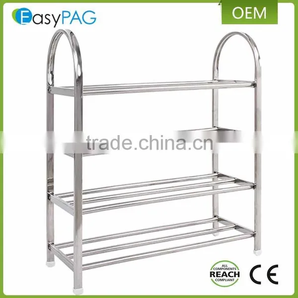 4 Tier easy to assemble room storage rack shelf stainless steel mental 50 pair shoe rack