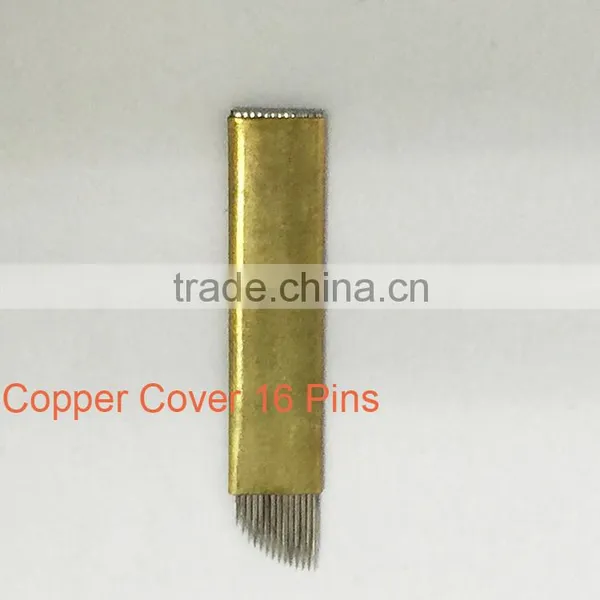 Copper Curved Blade 16 Pin Permanent Makeup Needles 3D Eyebrow Embroidery Manual Tattoo Pen Machine Microblading