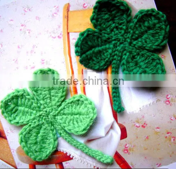Four Leaf Clover Design Crochet Flower for Garment