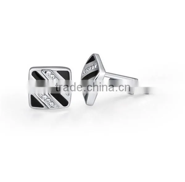 Yiwu Factory Wholesale Copper Metal Enamel Crystal Cufflinks for Men Shirts Cuff Link photo-4