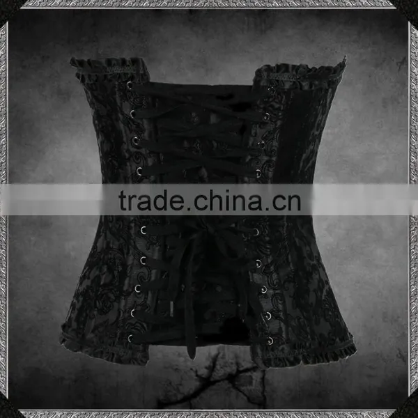 2014 New Fashion Gothic Black Steel Bone Gorgeous Overbust Corset 7398 photo-3