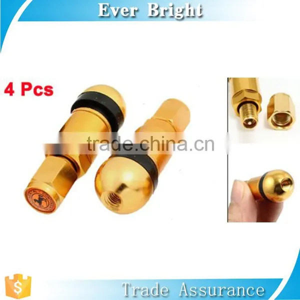 Auto Valve Vehicles Tubeless Plug in Wheel Valve Cap Gold Tone 4PCS photo-3
