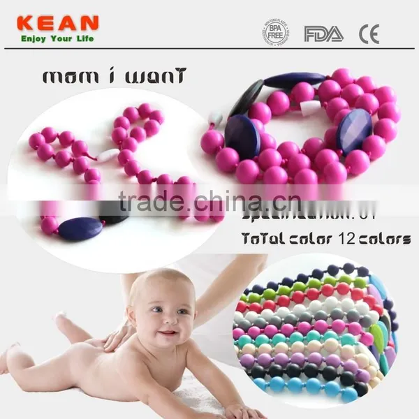 Easily Cleaned With Water Silicone Bead Necklace Silicone Teething Necklace White Black photo-6