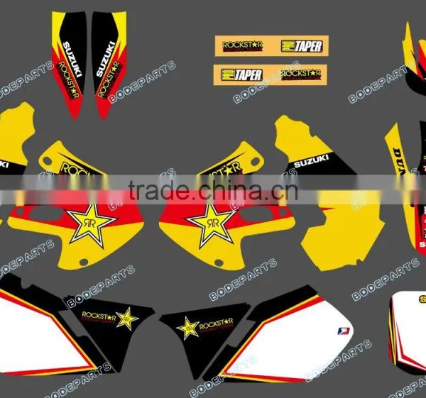 New Style (yellow Star) TEAM DECALS STICKERS Graphics Kits for SUZUKI RM125 RM250 1999 2000 DST0156