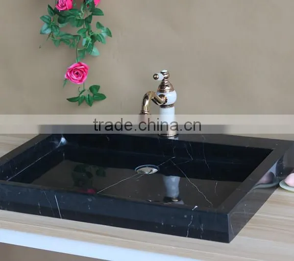 Vessel Basin Black Stone Sink for Bathroom photo-3