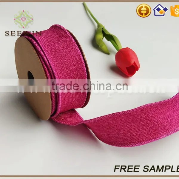 100% Polyester Linen Look Fabric for Gift Ribbon photo-3