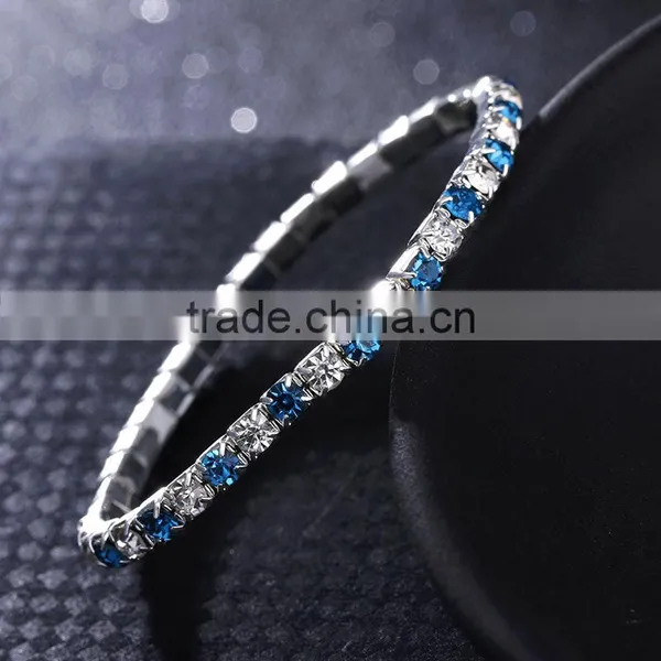 Stretch Colorful Sparkly Rhinestone Chain Bracelet photo-3