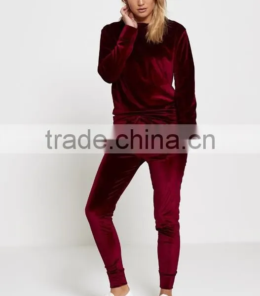Custom Velour Tracksuits Elegant Lounge Wear Track Bottoms Gym Streetwear Sports Purple Velvet Tracksuit Wholesale photo-4