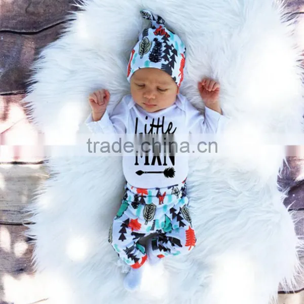 Wholesale Gifts Infants Toddlers Bodysuit and Pants Baby 3 Pcs Set photo-2