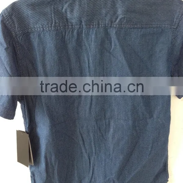 MENS DENIM PRINTED SHORT SLEEVE SHIRT WITH ENZYME WASHED photo-2