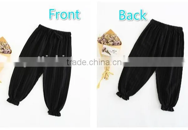 Boys and Girls Pure Color Cotton Lantern Pants Children's Clothing Wavy Striped Pants photo-3