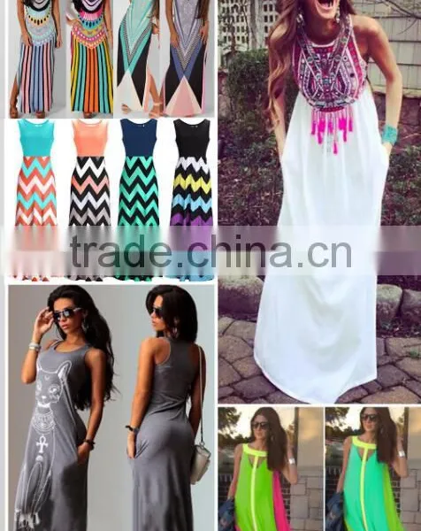 Walson Walson Women Boho Summer Long Maxi Beach Dresses Party Evening Cocktail Wedding Dress