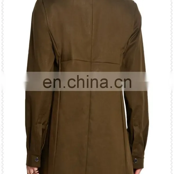 New Arrival Loose Fit Army Green Canvas Western Coats Made in China photo-3