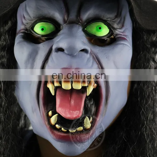 Halloween Witch Scary Latex Mask With Wigs photo-5