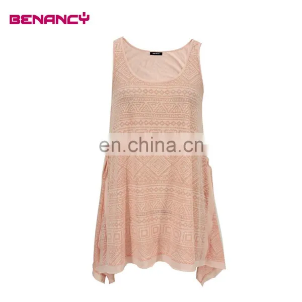 Summer Sleeveless Lady Tunic Swing Women Retro Burn Out Tunic