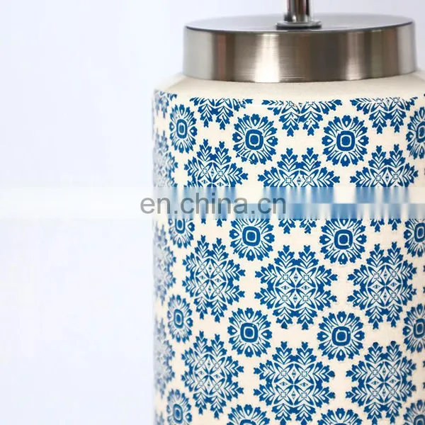 Living Room Decorative Lights Office Hotel Blue Ceramic Table Lamp for Home Decor photo-5