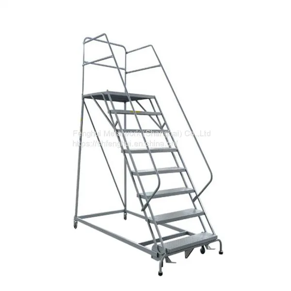 Supermarket climbing car mobile goods elevator platform ladder warehouse shelf ladder folding manual steel factory goods elevator