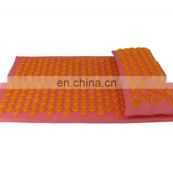 Organic Certified Cotton Canvas Plastic Acupressure Mat and Pillow Set photo-5