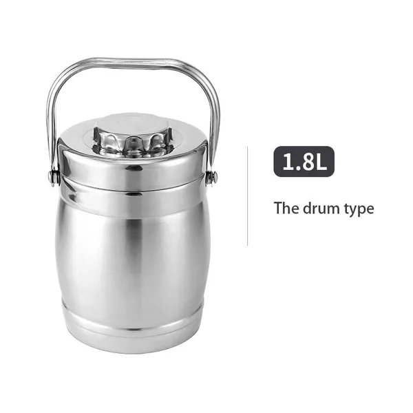 Stainless Steel Insulated Lunch Box Drum Shaped Straight Tube Lifting Pot photo-4