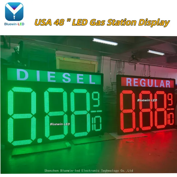 Настенный двусторонний табло для заправки 48 дюймов REGULAR DIESEL 8.889/10 RED Green Led для отображения цен на бензин и дизель