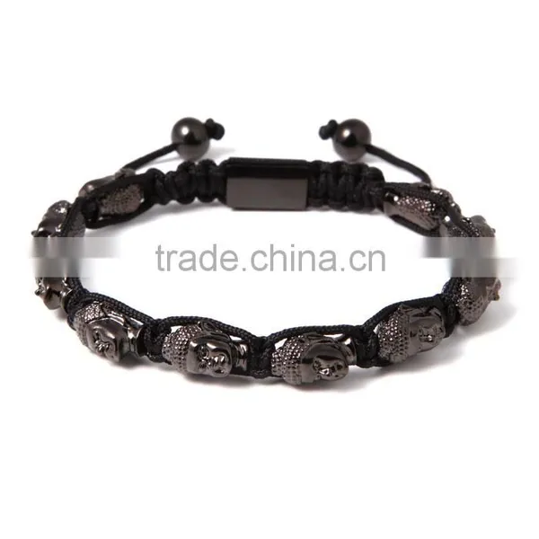 2016 Popular Upscale Rose Gold Lava Stone Buddha Stainless Steel Bracelet Costume Jewellery Match Colorful Cord photo-5