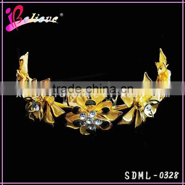 Bulk Hair Combs Wholesale Gold Flower Clear Rhinestone Hair Combs for Women