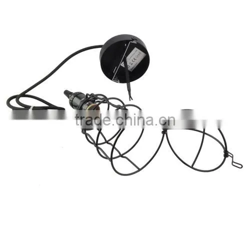 Art Deco Vintage Industrial Antique Metal Cage Pendant Light Factory Wire Steel Lampshade 220V E27 Lamp Holder photo-2