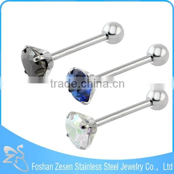 Medical Steel Synthetic Opal Piercings Body Jewelry Round Shaped Tongue Ring photo-5