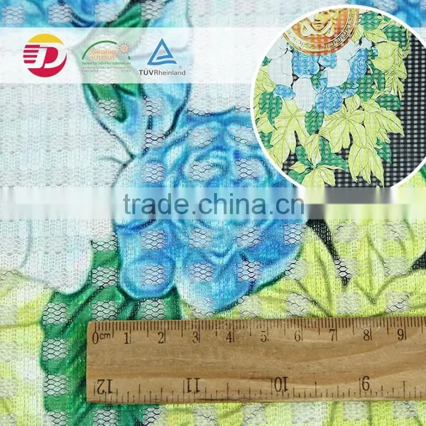 Wholesale 100% Polyester 110G/M Print on Lace Fabric for Sale photo-2