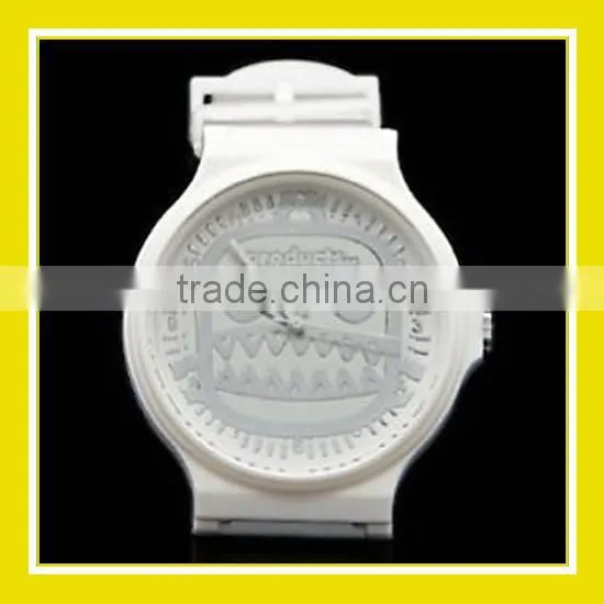 For Four Seasons Products Bros Snow Mr Shark Unsiex Waterproof PVC Band Rubber Wrist White Watch