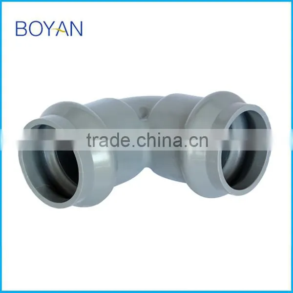 BOYAN Taizhou Plastic Pipe Fitting for Bathroom Grey Pvc Two Faucet 90 Degree Elbow With Rubber photo-2