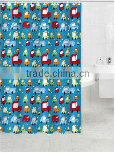 Lovely Style Drawing Cars Polyester Shower Curtain, Bath Curtain for Family