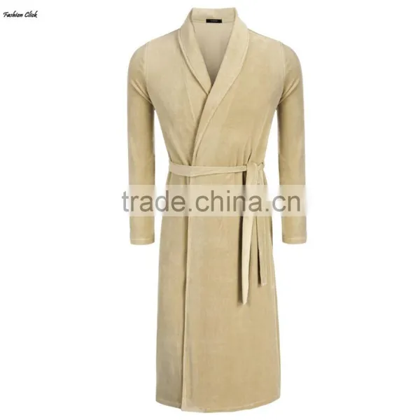 2016 Bathrobe Men Fashion Kimono Collar Bathrobe Long Sleepwear Winter Autumn Nightwear Bathroom Spa Thick Men Robe photo-2