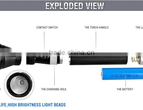Cheap High Power Long Distance Aluminum Portable The Middle East LED Rechargeable Flashlight Torch - JD129 Keen photo-4