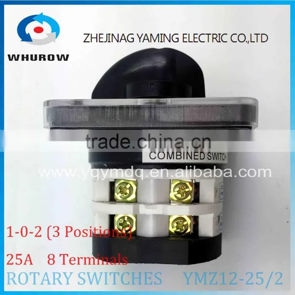 Rotary Switch YMZ12-25/2 Changeover Cam Combination Switch 2 Poles 3 Positions 8 Terminals 25A Ui 690V Sliver Point Contacts photo-3