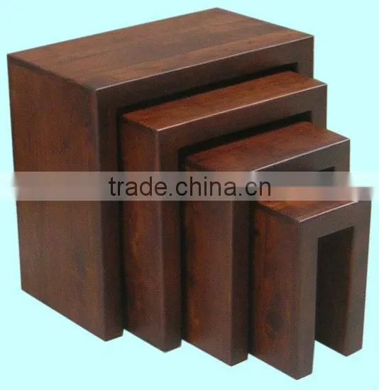 Wooden Cube Nest of Tables,mango Wood Furniture photo-3