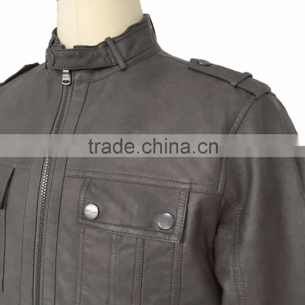 2016 New European Style Clothing Cheap Men PU Leather Jacket photo-4