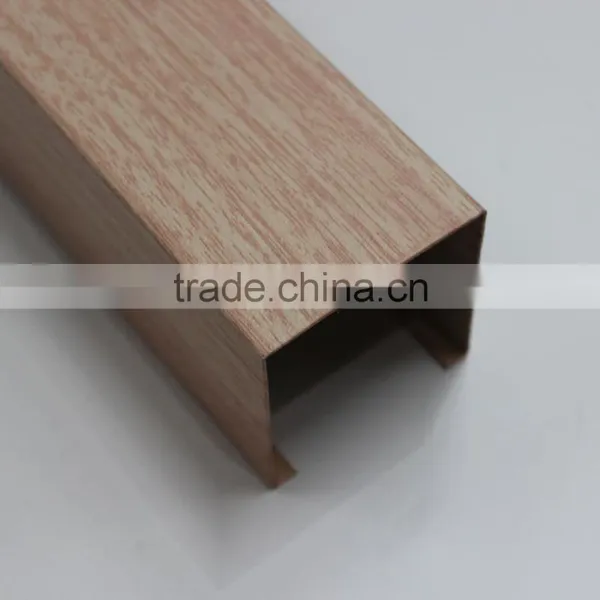 50MM Height Water Proof Wood Grain Aluminum Metal Screen Linear Ceiling U Channel Screen Ceiling photo-5