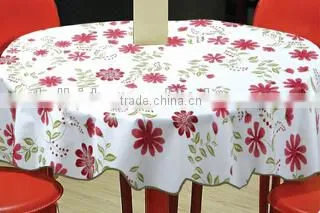 Round Flower Printed Vinyl Table Cloth With Flannel Backing,water Proof Tablecloth photo-2