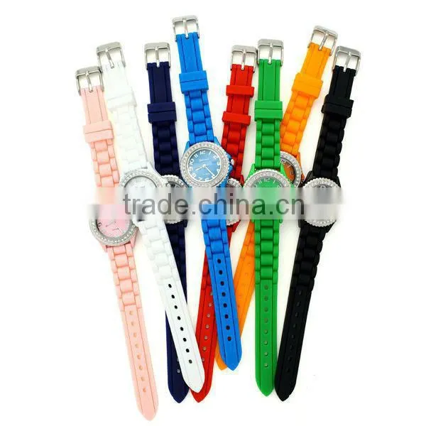 New Blue Geneva Crystal Jelly Gel Silicon Teenagers Girls Women's Wrist Watches photo-6
