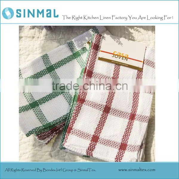 Cotton Dish Towel Check Basket Weave