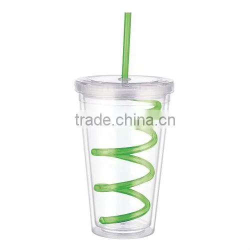 450ml Plastic Juice Cup With Colorful Lid and Straw photo-4