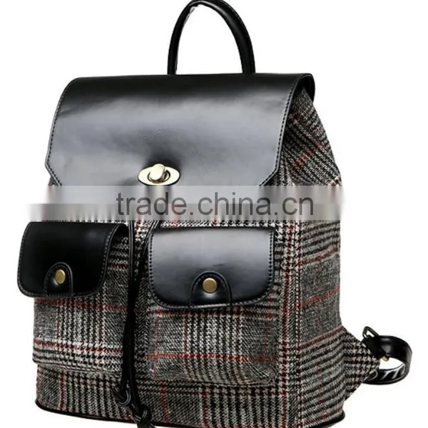 2015 Classical Canvas Backpack With Leather Bottom photo-2
