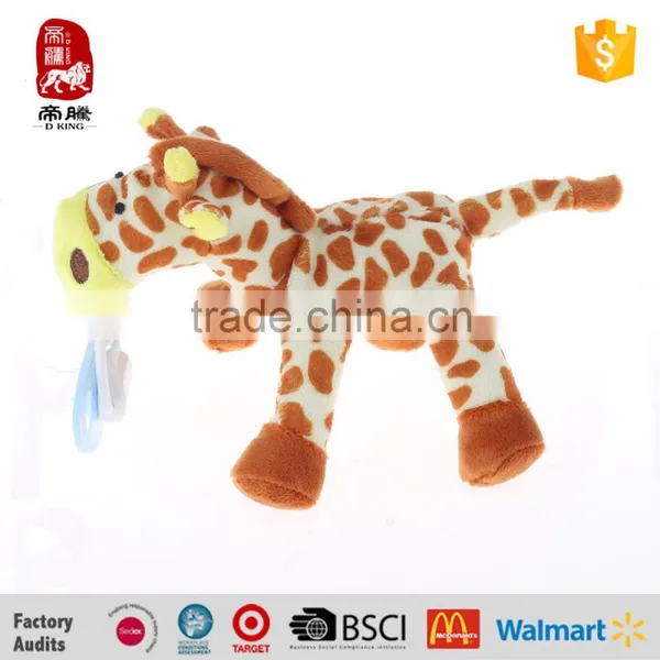 Cute Plush Toy Giraffe Animal With Silicone Baby Teether Pacifier photo-4