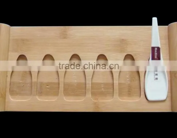 HM0002-8599 Super White Porcelain Dessert Spoon W.wood Base