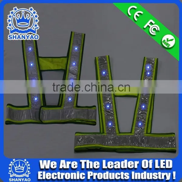 2016 Hot Selling LED Fluorescent Green Refletive Waistcoat For Road Safety At Night photo-3