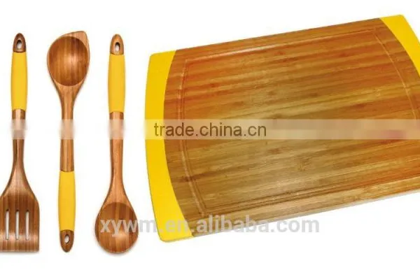Bamboo Cutting Board and 5 Piece Kitchen Tools With Silicone Handles photo-5