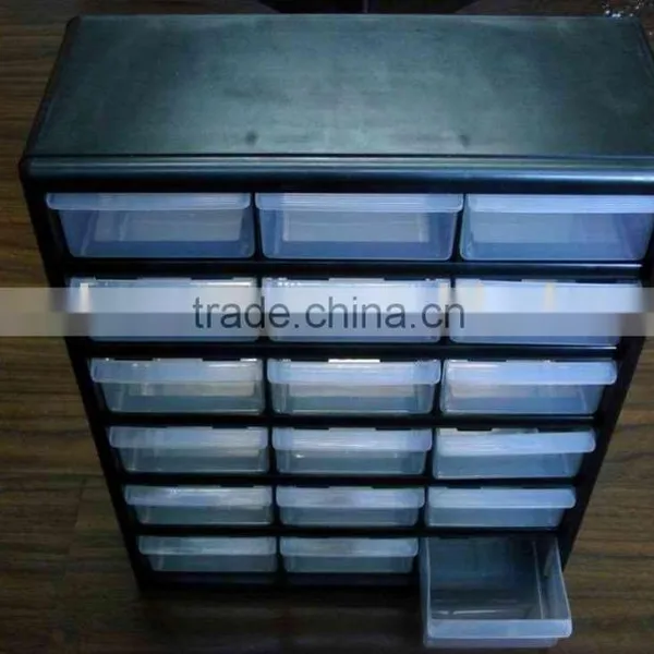 plastic tool container with 18 drawers